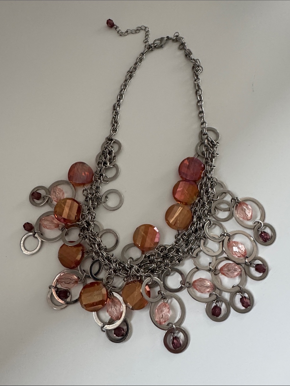 Fashion Statement Peach and Amber Beaded Chain Necklace